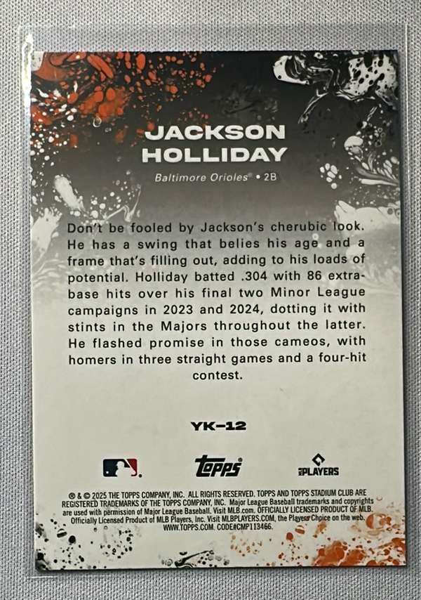 2025 Stadium Club - Yours for the Taking #YK-12 Jackson Holliday Near Mint