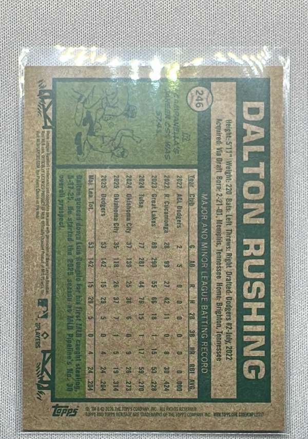 2026 Topps Heritage #246 Dalton Rushing