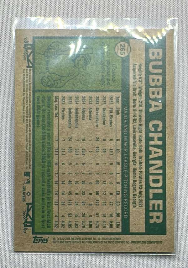 2026 Topps Heritage #265 Bubba Chandler