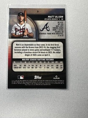 Matt Olson 2025 Topps Stadium Club #5 NM Braves