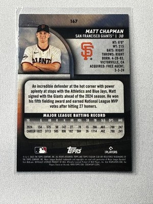 Matt Chapman 2025 Topps Stadium Club #167 NM Giants